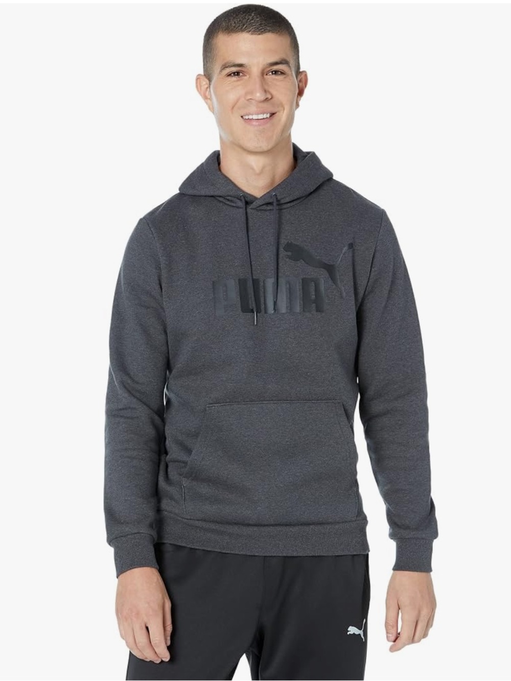 PUMA Men's Essentials Logo Fleece Hoodie  in Gray - Size Medium